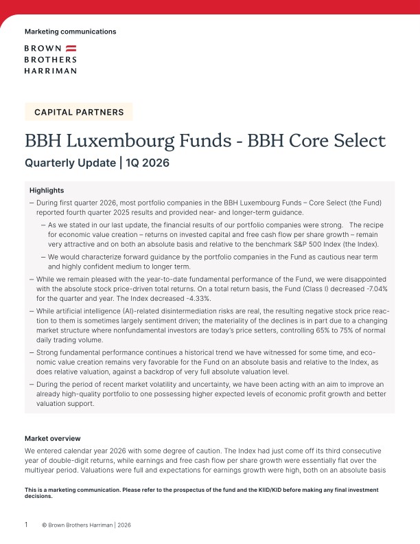 BBH Luxembourg Funds - BBH Core Select Quarterly Update - Q1 2026