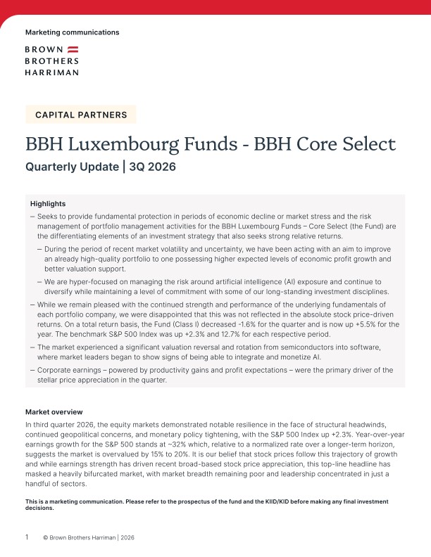 BBH Luxembourg Funds - BBH Core Select Quarterly Update - Q3 2026