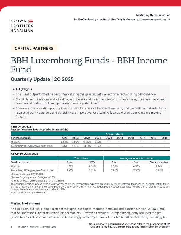 BBH Lux Income Fund Quarterly Update - Q2 2025