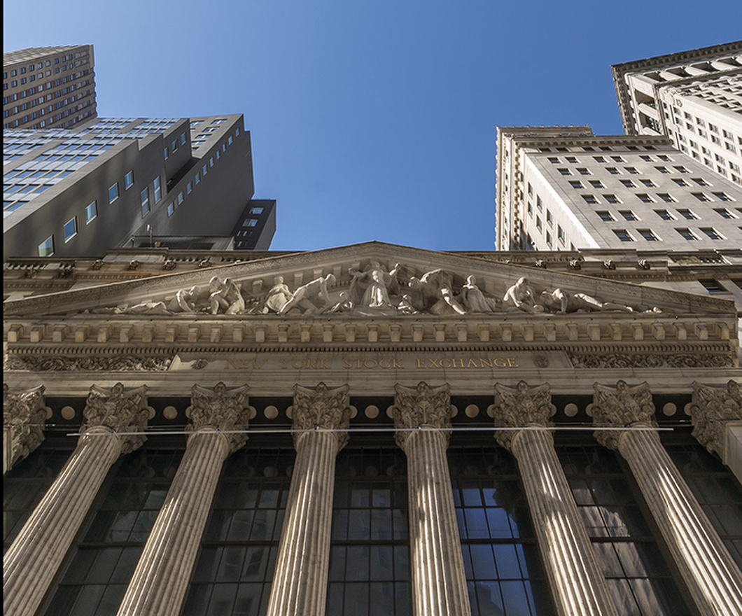 Upward view of the NY Stock Exchange